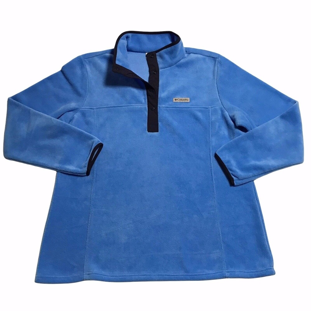 Columbia‎ Women's Fleece Pullover Sweater Size XL Petite Harbor Blue Mock Neck